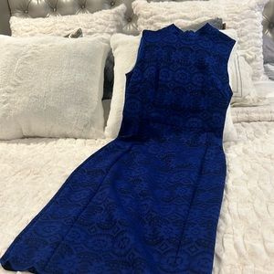 Vince Camuto Electric Blue and Black Lace Dress Size 0 Super Stretchy